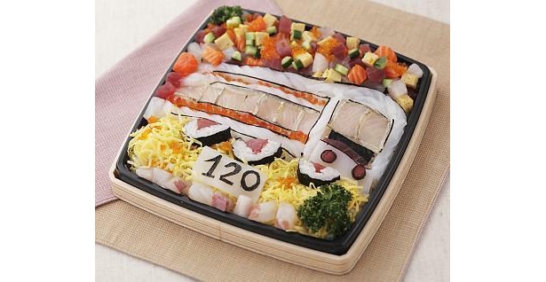 なんと中央線の寿司まで!?「中央線ちらし鮨」(1200円)　〜他のグッズ写真はコチラから〜