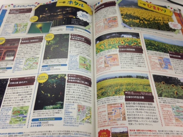 「関西夏ウォーカー2014」夏のおでかけカタログページより、ひまわり＆ホタル情報も紹介！
