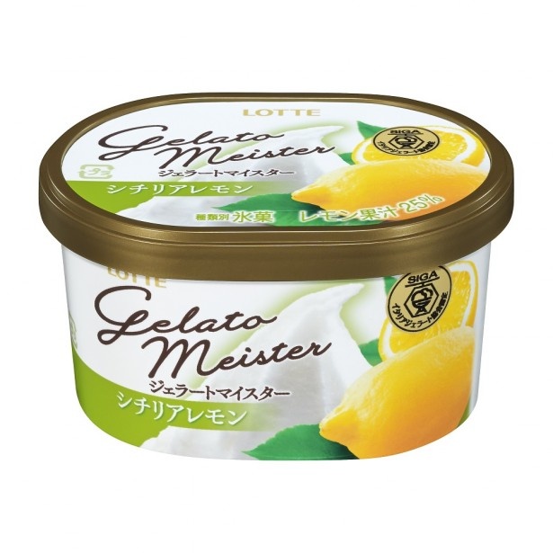 シチリア産100％のフレッシュ感が広がるストレート果汁を25％使用した「ジェラートマイスター シチリアレモン」。全国で発売中