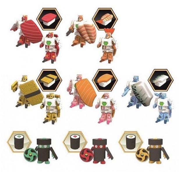 ワンプッシュで瞬間変形！お寿司がスーパー戦隊系ロボットに!!