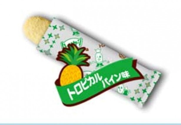 「150g ハッピーターンパーティ夏味」4種の中の1つ「トロピカルパイン味」
