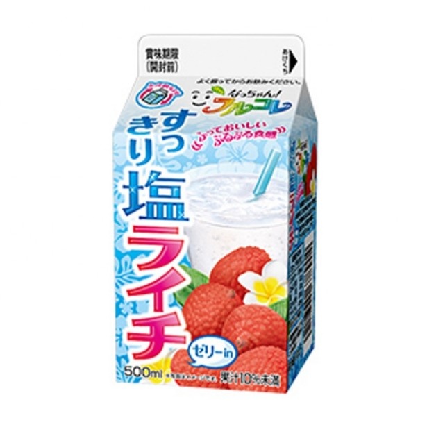 プルプルとした食感のゼリーが入った「なっちゃん！フルコレ すっきり塩ライチ」(税別115円)