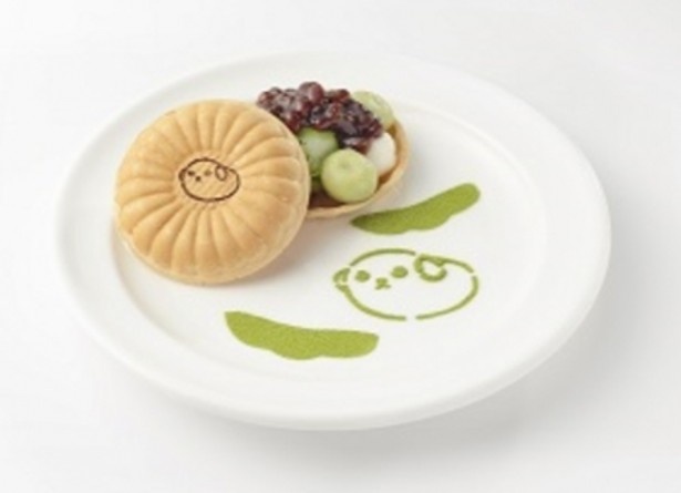 お皿のデコレーションにも豆しばが描かれた「豆しば庵のアイス最中」ペーパーマット付き(税別950円)
