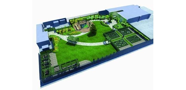 これが全体図。都内最大級の屋上庭園だ