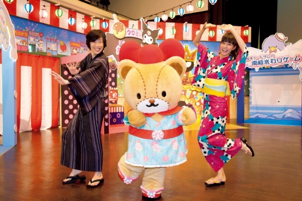 ハローキティの最愛の友達、タイニーチャムと盆踊り。タイニーチャイムは午後の部に出演！