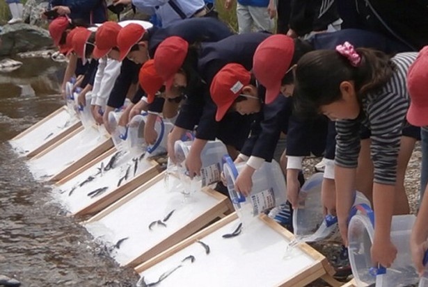 「第34回全国豊かな海づくり大会～やまと～」のアユの放流行事は11月16日(日)に五條市で、奈良県民の参加により行われる