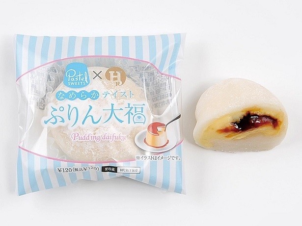 【写真を見る】プリンの味わいにこだわった「パステルなめらかテイストぷりん大福」(129円)