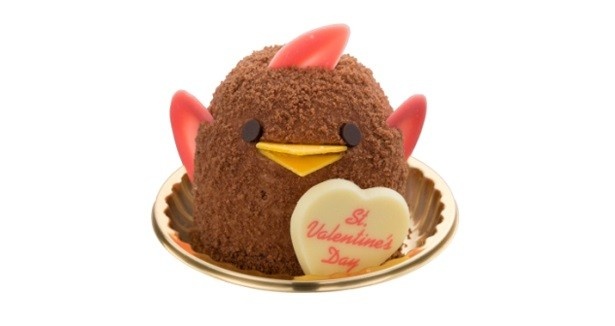 2月1日から14日まで販売した2014年版の「バレンタインぴよりん」(350円)は、チョコレート味のババロアに、ココア風味のスポンジをデコレーション