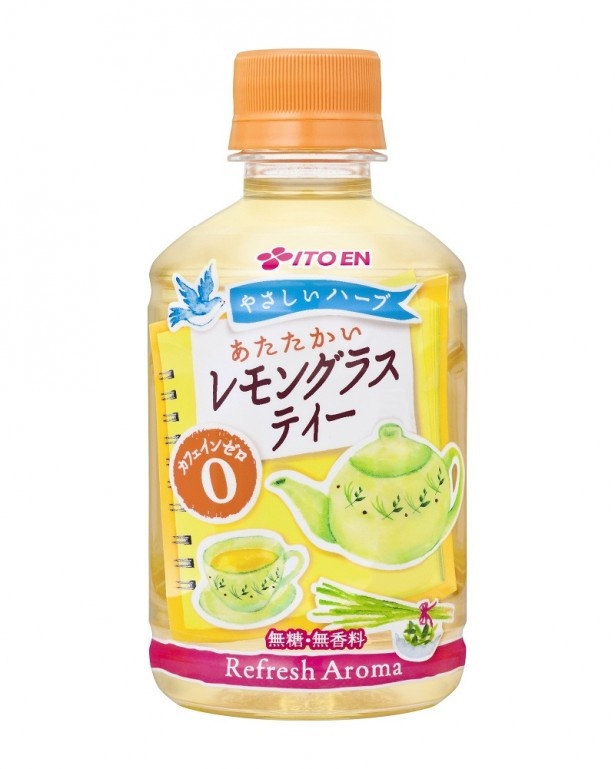 体も心も癒やす、カフェインゼロのハーブティー｢やさしいハーブ あたたかい レモングラスティー｣(12月1日(月)発売 税抜125円)。 冬季限定発売