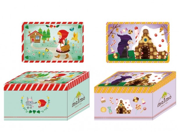 童話がモチーフのマイモオリジナルイラストを使用した缶菓子シリーズ