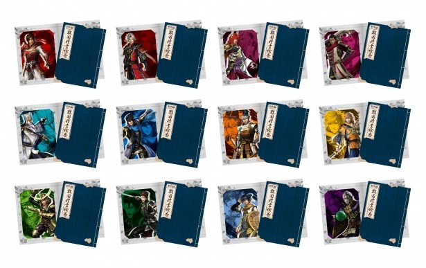 I賞「戦国信書絵巻(メッセージ付きブロマイド)」(全12種類)。各武将のメッセージが付いたブロマイドと信書絵巻のセット。サイズ：ブロマイドはA5サイズ、台紙見開きは約幅370×高さ257mm