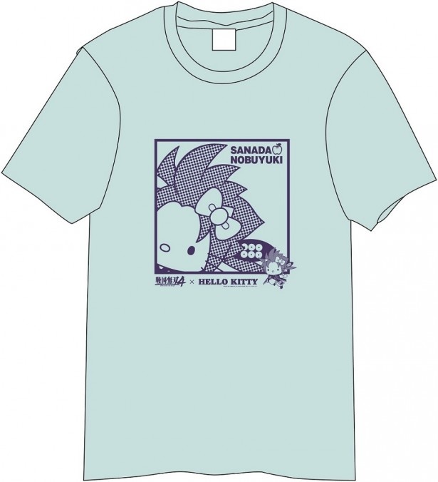 ハローキティ×真田信之の「戦国無双4×HELLO KITTY Tシャツ ドット」(税抜2407円)。真田信之をイメージしたようなブルー系のTシャツがオシャレ