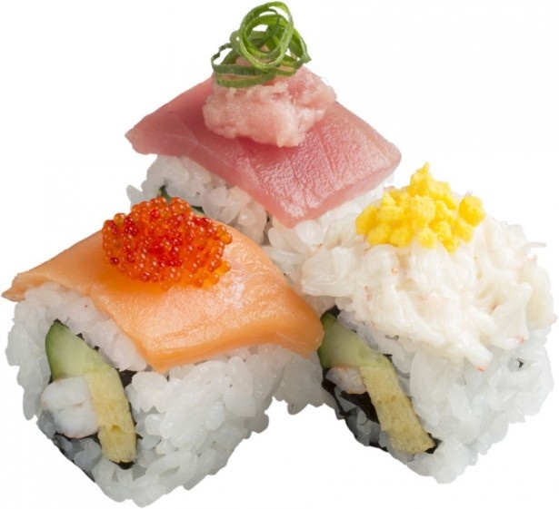 3つのおいしさを一人占めできる「彩りスシロール」(税抜180円)