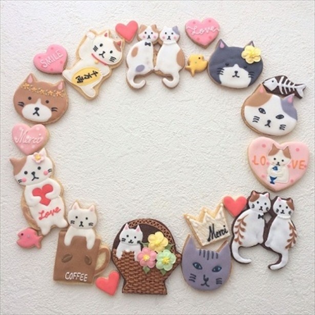 「ねこの日フェア」期間中は、 お菓子屋miaが手掛けたクッキーで作ったかわいい看板を展示