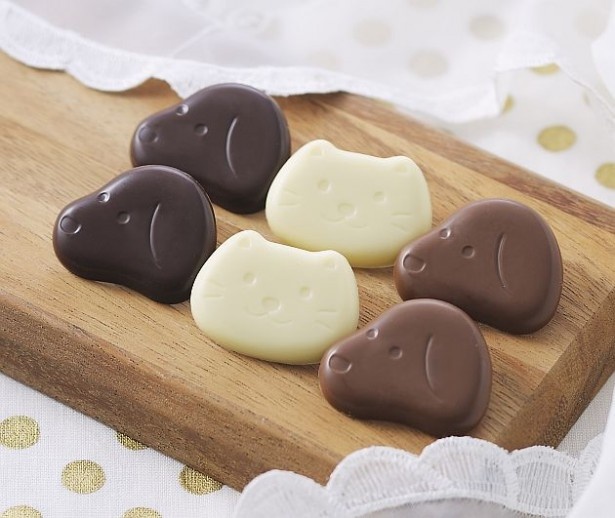 「子犬と小ねこのチョコレート」(3種6個入り324円、3種15個入り540円)は、プチバッグやボックスに、子犬と子猫のかわいらしいチョコレートを詰め合わせた