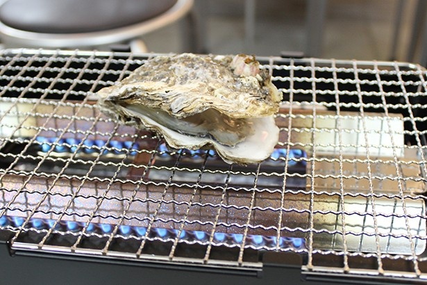 カキの殻が開き、ミルクが泡立つ！ミディアムレアに焼いて、クリーミーな味わいを堪能