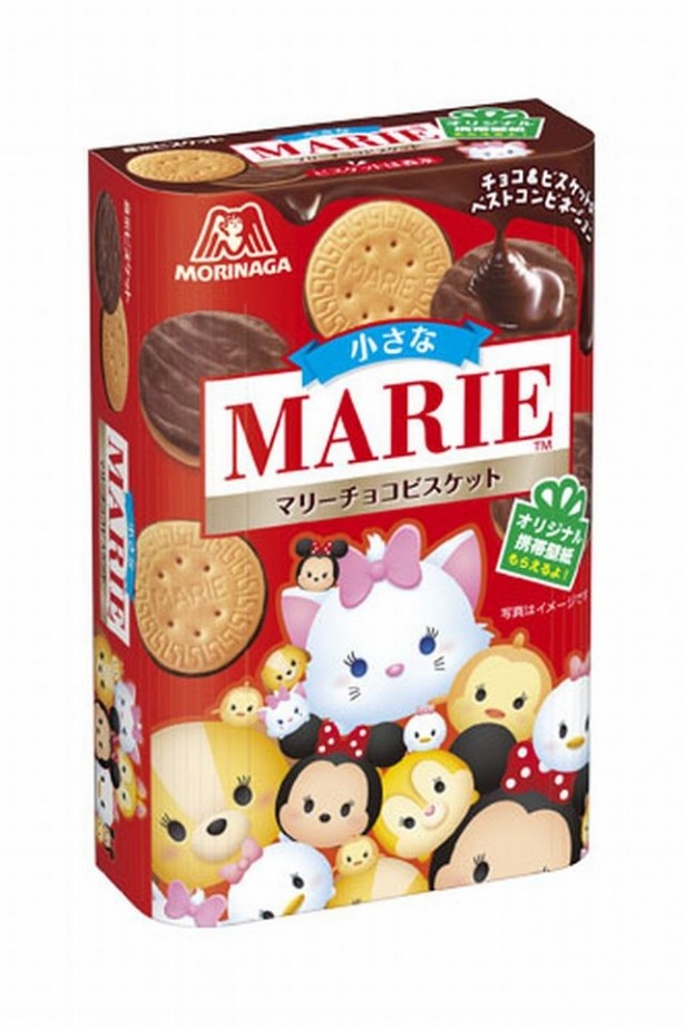 【写真を見る】マリービスケットに子猫のマリーがデザインされた「小さなマリー チョコビスケット」(参考小売価格141円)