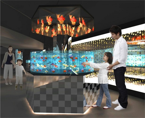 4月25日(土)オープンの｢Edorium(エドリウム)｣。ランチュウ、ドジョウなど約2000匹の水生生物を2mの円柱水槽で展示 ※画像はイメージ