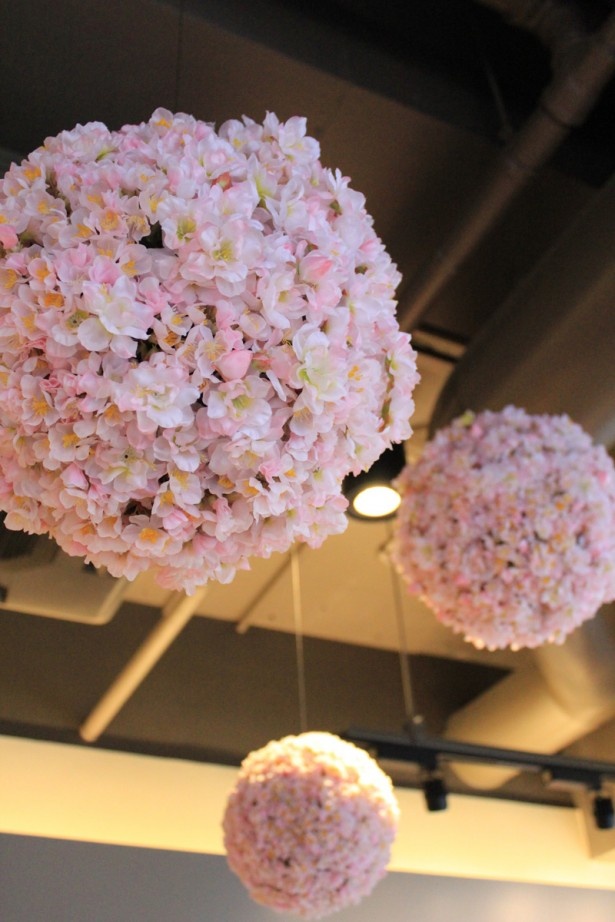 まるで毬(まり)のような桜のディスプレーもかわいい