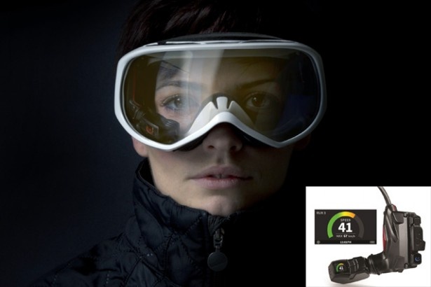 対応ゲレンデでコース検索もできる「RECON SNOW2」(実勢価格5万4000円)。ディスプレイはゴーグルの下方にあり、視界を遮ることはない