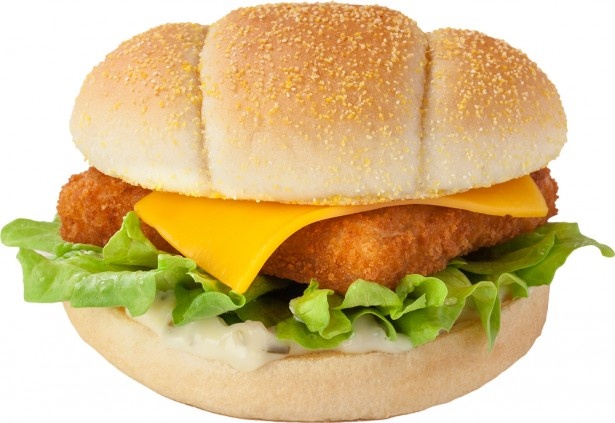 モーニングメニュー限定、具だくさんのタルタルソースがおいしい｢Fish＆チーズ｣(コンビ360円、単品270円)