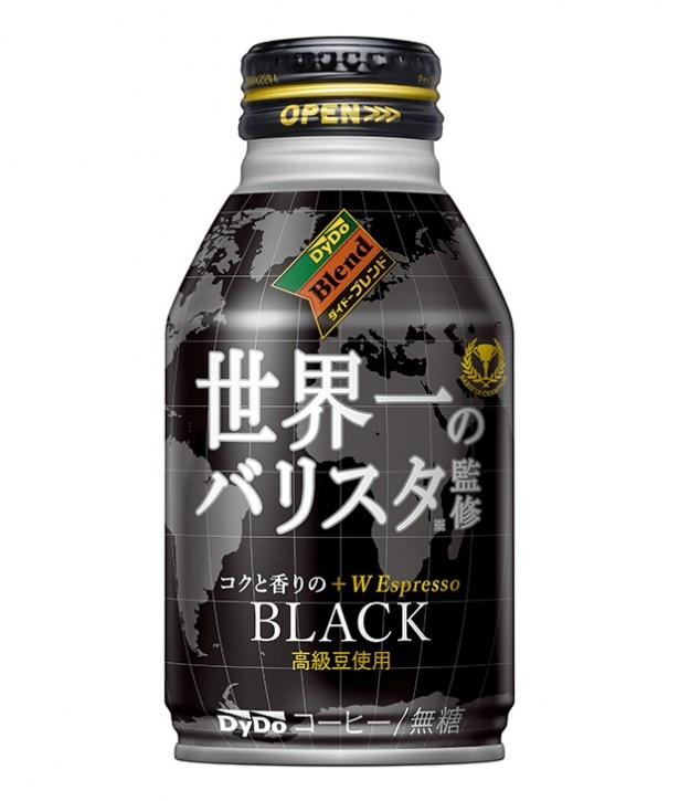 中南米中心のブレンド豆による芳醇な無糖コーヒー「ダイドーブレンド BLACK 世界一のバリスタ監修」(希望小売価格・税抜124円、275g)