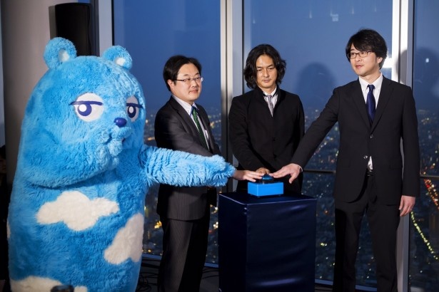 あべのべあも参加したあべのハルカスのプロジェクションマッピング点灯式