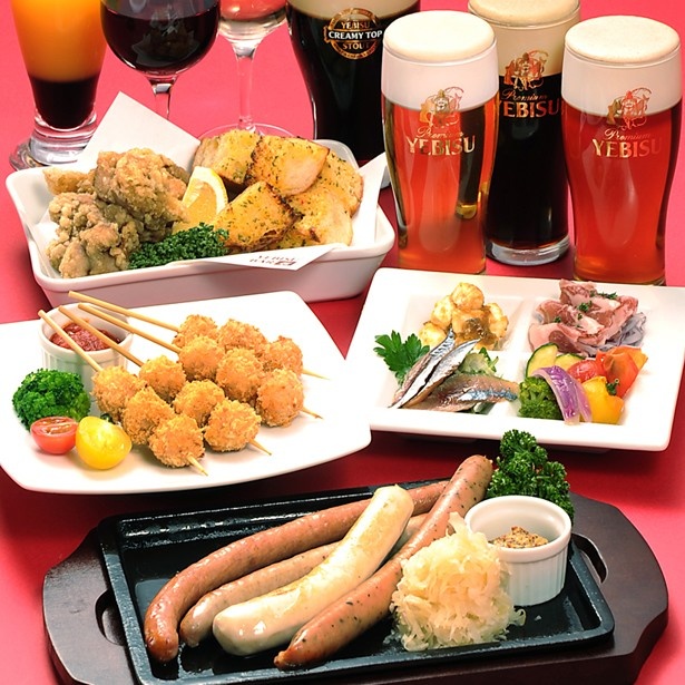 宴会コースはビールに合う料理ばかり！