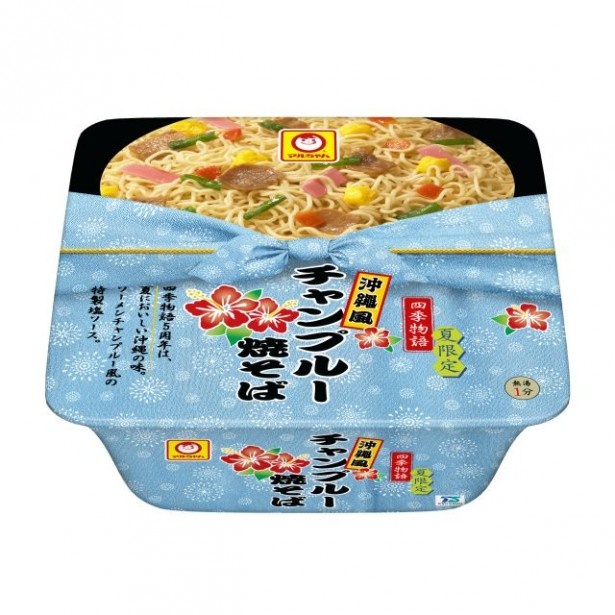「マルちゃん 四季物語 夏限定 チャンプルー焼きそば」(希望小売価格・税抜185円)はツナとしょうがの風味を利かせ「ソーメンチャンプルー」風の味わいに