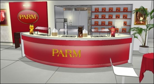 PARMのCMを再現し、コスチューム着用で記念撮影ができる「なりきりフォトブース」