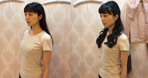 【写真を見る】体験前(左)と体験後(右)で違うバストの位置に注目！