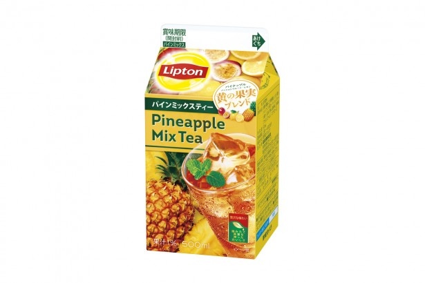 ｢リプトン 黄の果実 パインミックスティー｣(希望小売価格・税抜109円)。パイン、パッションフルーツ、レモン果汁を使用 ※9月中旬まで発売