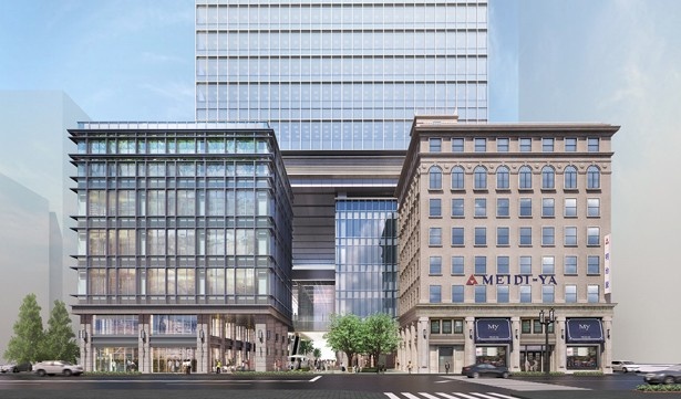 京橋に建設予定の複合施設の完成イメージ