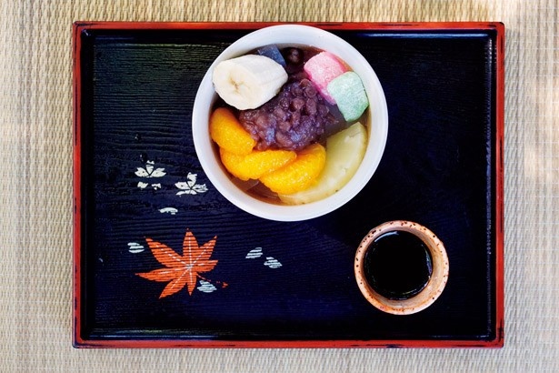 甘味 有喜堂の「あんみつ」(550円)。自家工場で作るあんこが評判！
