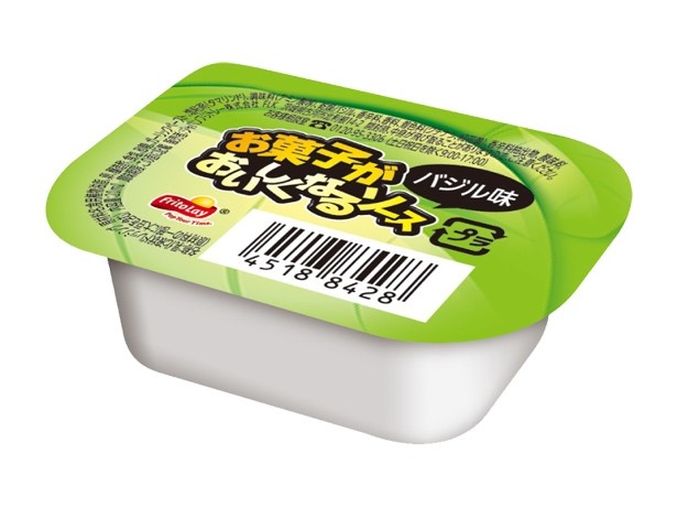 爽やかな酸味が引き立つ「お菓子がおいしくなるソース バジル味」(税抜38円)