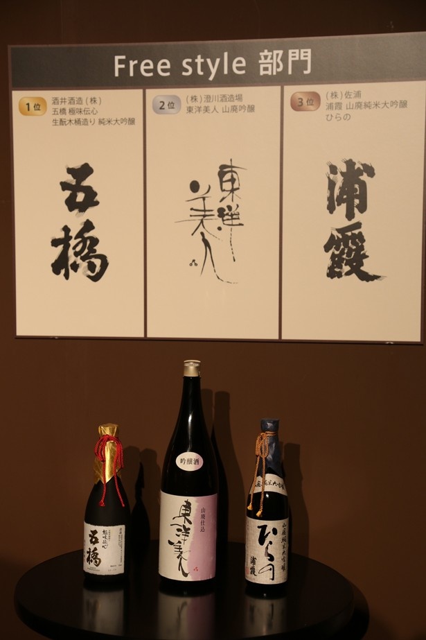 Free style部門の入賞銘柄。山廃造り、または生もと造りであることが条件となり、「今回は現代風の酒質が印象的」との評