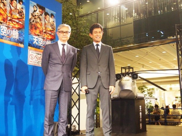 二人が自信を持って届ける映画「天空の蜂」。迫力あるシーンが多いので、ぜひ大きなスクリーンで映画を体感してほしいと語った