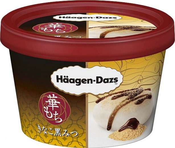 きな粉味のアイスと黒蜜ソースが絶妙な組み合わせ！「ハーゲンダッツミニカップ 華もち」(希望小売価格・税抜272円)の「きなこ黒みつ」
