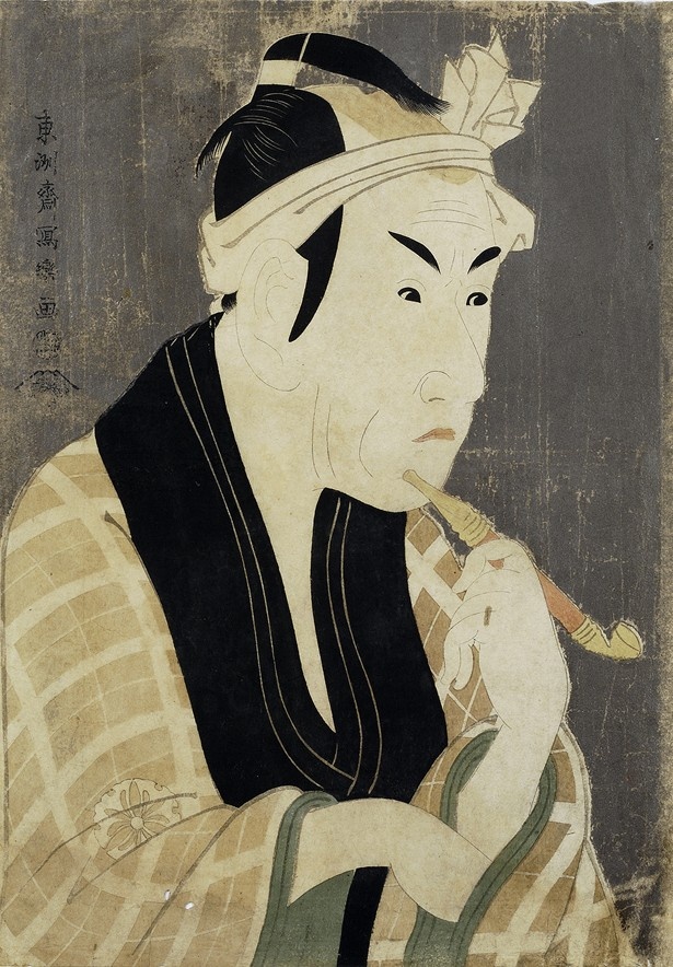 【写真を見る】役者絵を主に描いた浮世絵師・写楽の作品「敵討乗合噺(かたきうちのりあいばなし)四代目松本幸四郎の肴屋五郎兵衛」(東洲斎写楽1794年～)