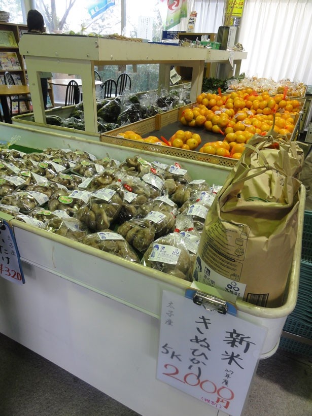 地元で採れた米や野菜、果物がならぶ/道の駅「近つ飛鳥の里・太子」
