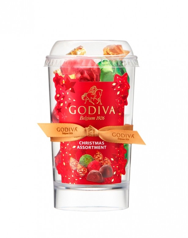 ｢ラッピングチョコレート クリスマス アソートメント｣(5粒入831円・レッド)。限定ラッピングのトリュフ ミルクとトリュフ ダークの詰め合わせ