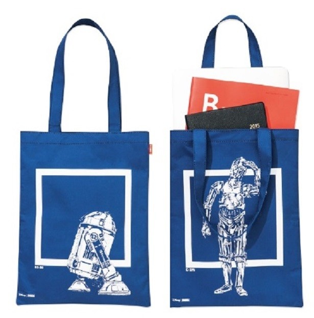 C-3POの逆面にはR2-D2をプリントしたトートバッグ。サイドの表情やディテールに注目 ※中身は別