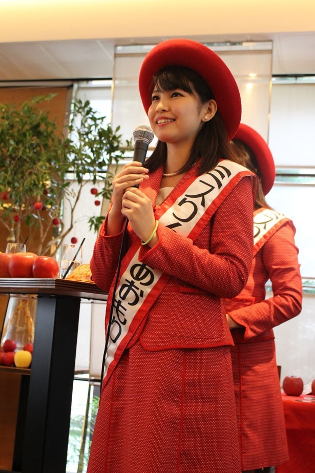 今年のミスりんごが魅力をPR！「リンゴは美容にも健康にも良いので、1日1個召し上がっていただければと思います」