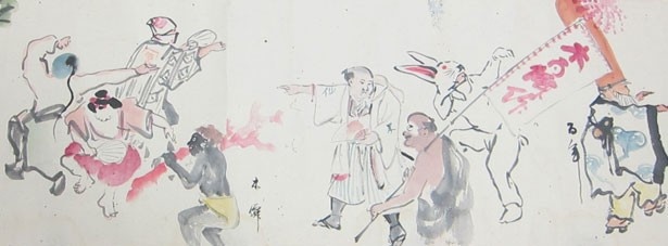 八坂神社内に神武天皇遥拝所が建設されたときの様子を描いた、今回初出展となる「砂持絵巻」