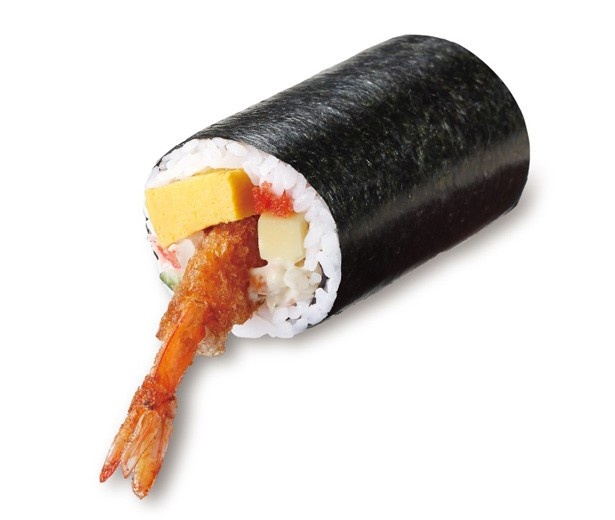「はみ出し恵方巻」(680円)はエビフライの他にチーズや玉子なども入っている