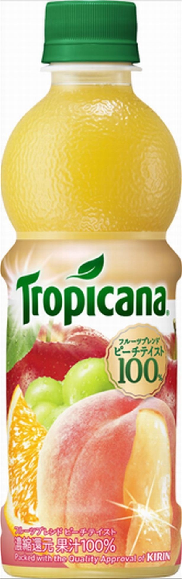 【写真を見る】ひな祭りにもぴったり！「トロピカーナ100% フルーツブレンド ピーチテイスト」(330mlペットボトル、希望小売価格・税抜140円)は1月26日(火)より登場