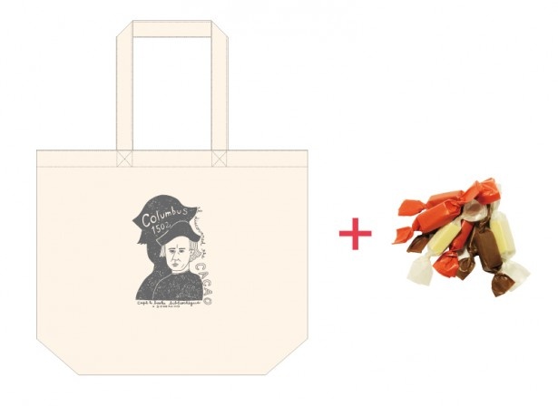 トートバッグとチョコレートがセットになった、「カフェ＆ブックス ビブリオテーク×そで山かほ子 限定トートバッグとチョコレート3種入BOX」(税抜1900円)