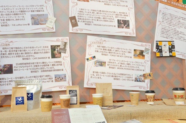 コーヒーの歴史を解説した展示コーナー
