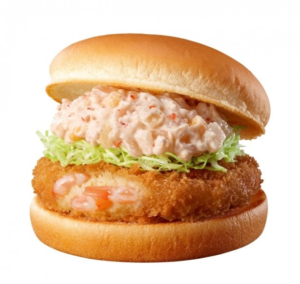 ロッテリアこだわりの桜えびタルタルソースで決めての「桜えびタルタルのエビバーガー」(単品380円)