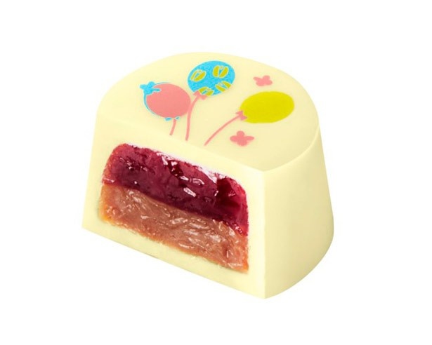 まろやかなホワイトチョコレートに、ラズベリーとピスタチオの味わいがマッチする「フランボワーズ ピスターシュ」